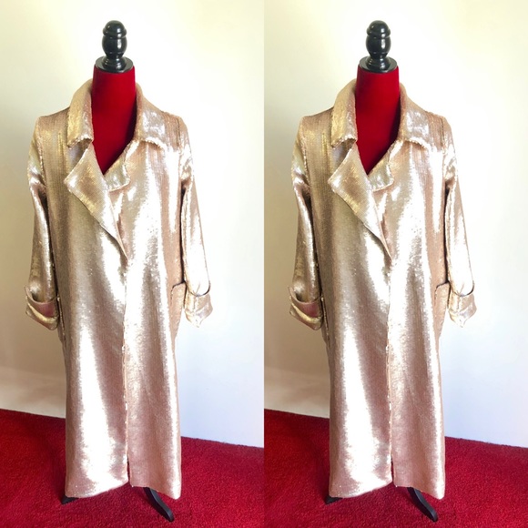 Jackets & Blazers - Sequins Trench Coat